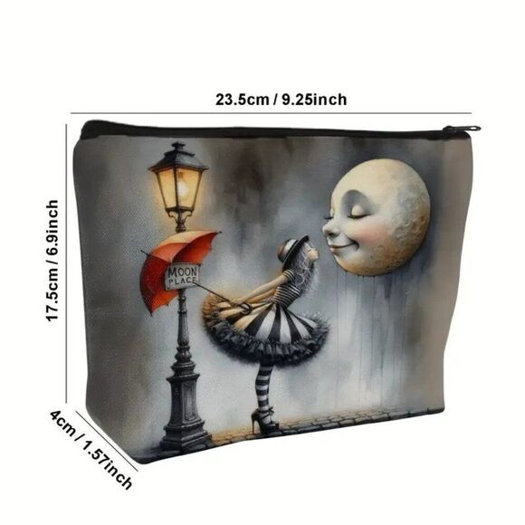 Whimsical Moon Encounter Canvas Cosmetic Bag - Picture 2 of 2